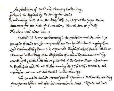 Example of Italic Handwriting