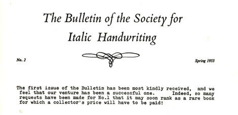 The Billetin of the Society for Italic Handwriting